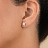 Sterling Silver Oval Cut Prong Set Stud Earrings