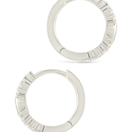 Sterling Silver Pear Cut Bezel Set Huggie Hoop Earrings