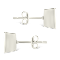 Sterling Silver Princess Cut Bezel Set Stud Earrings