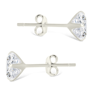 Sterling Silver Princess Cut Prong Set Stud Earrings