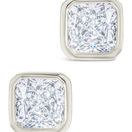 Sterling Silver Radiant Cut Bezel Set Stud Earrings