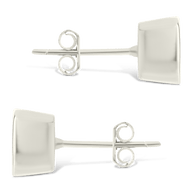 Sterling Silver Radiant Cut Bezel Set Stud Earrings