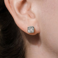 Sterling Silver Radiant Cut Bezel Set Stud Earrings