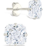 Sterling Silver Radiant Cut Prong Set Stud Earrings