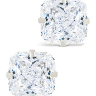 Sterling Silver Radiant Cut Prong Set Stud Earrings