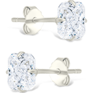 Sterling Silver Radiant Cut Prong Set Stud Earrings