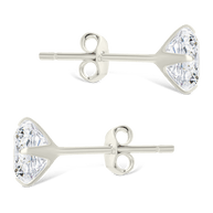 Sterling Silver Radiant Cut Prong Set Stud Earrings