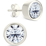 Sterling Silver Helene Round Cut Bezel Set Stud Earrings