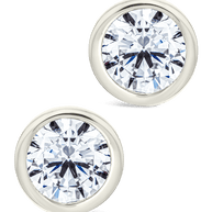 Sterling Silver Helene Round Cut Bezel Set Stud Earrings
