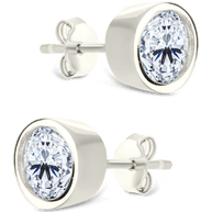 Sterling Silver Helene Round Cut Bezel Set Stud Earrings