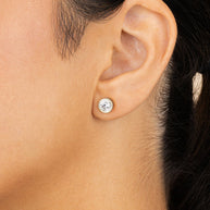 Sterling Silver Helene Round Cut Bezel Set Stud Earrings