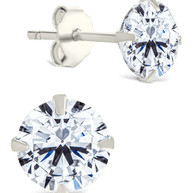 Sterling Silver Round Cut Prong Set Stud Earrings