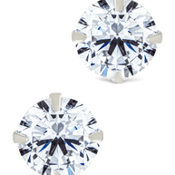 Sterling Silver Round Cut Prong Set Stud Earrings