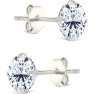 Sterling Silver Round Cut Prong Set Stud Earrings