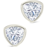 Sterling Silver Trillion Cut Bezel Set Stud Earrings