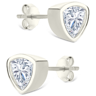 Sterling Silver Trillion Cut Bezel Set Stud Earrings