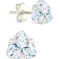 Sterling Silver Trillion Cut Prong Set Stud Earrings