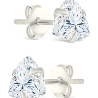 Sterling Silver Trillion Cut Prong Set Stud Earrings