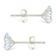Sterling Silver Trillion Cut Prong Set Stud Earrings