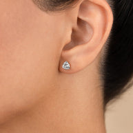 Sterling Silver Trillion Cut Prong Set Stud Earrings