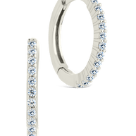 Sterling Silver Pave CZ Micro Hoops