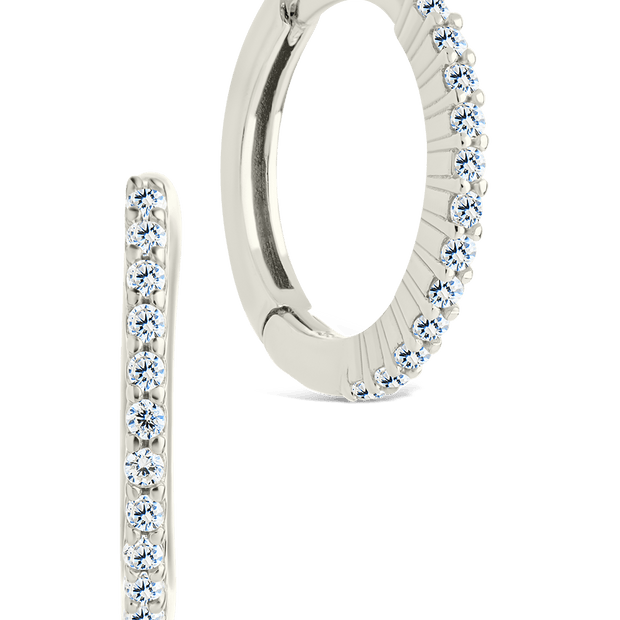 Sterling Silver Pave CZ Micro Hoops