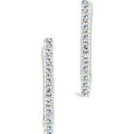 Sterling Silver Pave CZ Micro Hoops