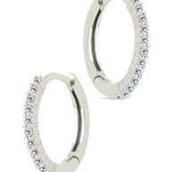 Sterling Silver Pave CZ Micro Hoops