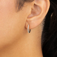 Sterling Silver Pave CZ Micro Hoops