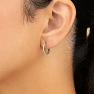 Sterling Silver Pave CZ Micro Hoops