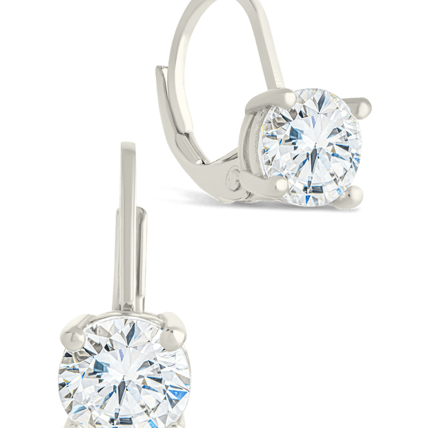 Sterling Silver Round Cut French Clip Earrings