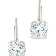 Sterling Silver Round Cut French Clip Earrings