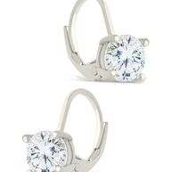 Sterling Silver Round Cut French Clip Earrings