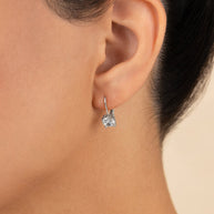 Sterling Silver Round Cut French Clip Earrings