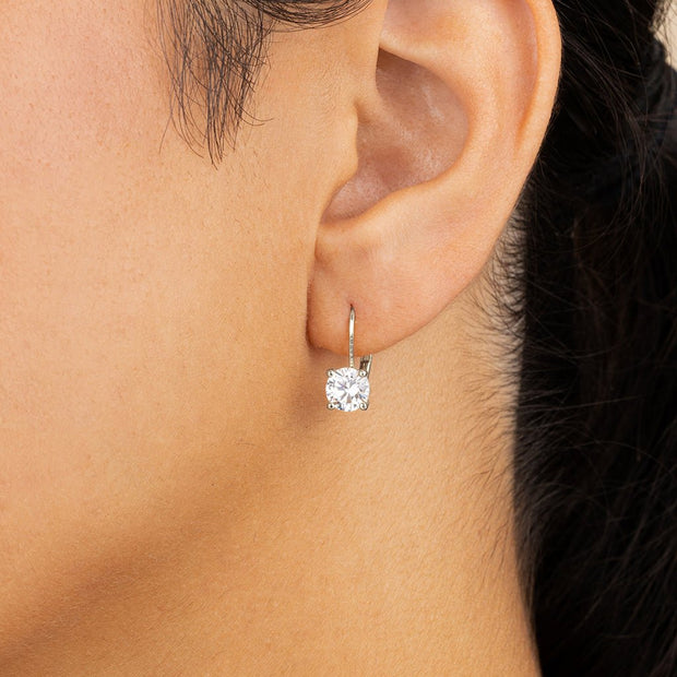 Sterling Silver Round Cut French Clip Earrings
