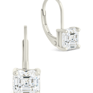 Sterling Silver Princess Cut French Clip Earrings