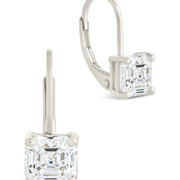 Sterling Silver Princess Cut French Clip Earrings