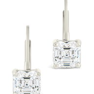 Sterling Silver Princess Cut French Clip Earrings
