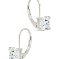 Sterling Silver Princess Cut French Clip Earrings