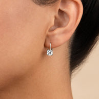 Sterling Silver Princess Cut French Clip Earrings