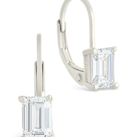 Sterling Silver Emerald Cut French Clip Earrings