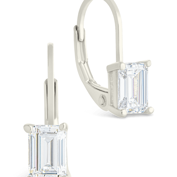 Sterling Silver Emerald Cut French Clip Earrings