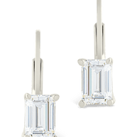 Sterling Silver Emerald Cut French Clip Earrings