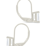 Sterling Silver Emerald Cut French Clip Earrings