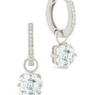 Sterling Silver Augusta Asscher Cut CZ Dangle Micro Hoops