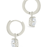 Sterling Silver Augusta Asscher Cut CZ Dangle Micro Hoops
