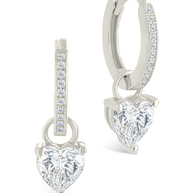 Sterling Silver Eugenia Heart Cut CZ Dangle Micro Hoops