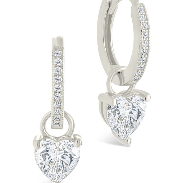 Sterling Silver Eugenia Heart Cut CZ Dangle Micro Hoops