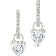 Sterling Silver Eugenia Heart Cut CZ Dangle Micro Hoops