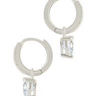 Sterling Silver Eugenia Heart Cut CZ Dangle Micro Hoops